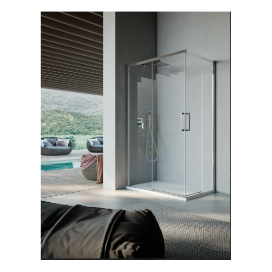 Box doccia 80x100 Cromo doppio scorrevole installazione Sinistra