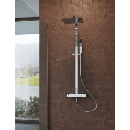 Colonna doccia con soffione quadro e miscelatore meccanico cromo