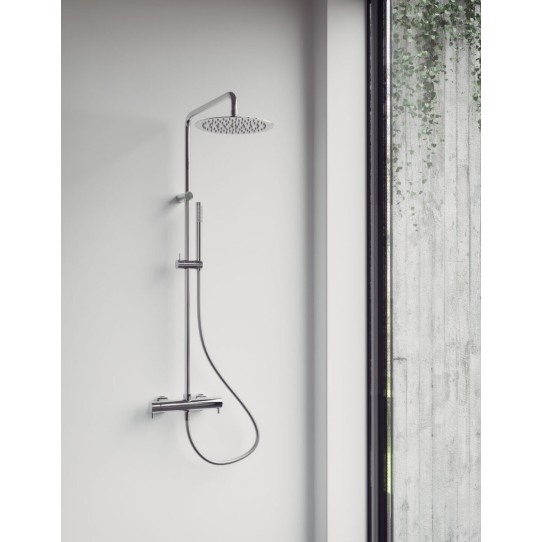 Colonna doccia con soffione tondo e miscelatore meccanico cromo